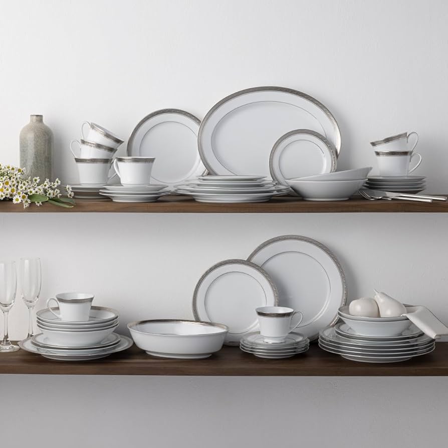 Amazon.com | Noritake Crestwood Platinum - 50 piece set
